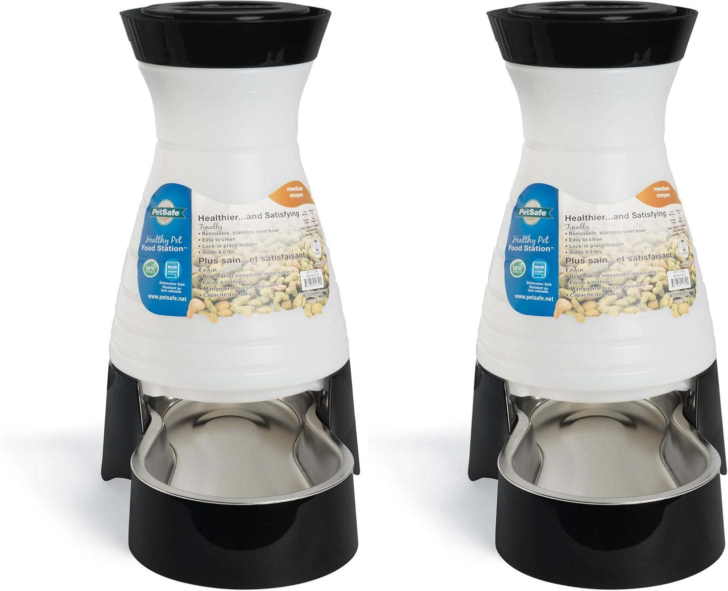PetSafe food station demonstrating spill-proof locking mechanism