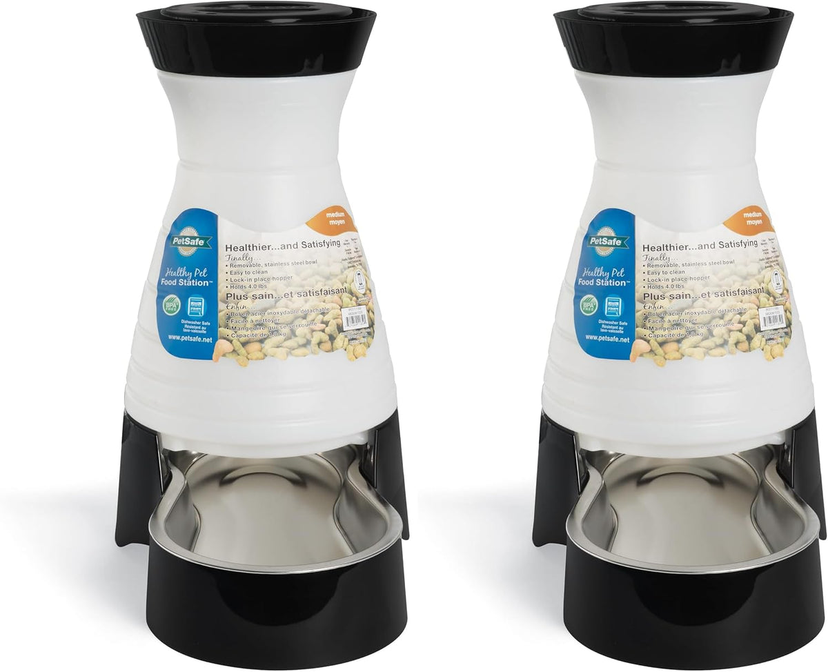 PetSafe food station demonstrating spill-proof locking mechanism