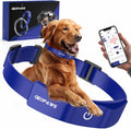 GeoPaws GPS electric dog fence blue wireless training collar front view.