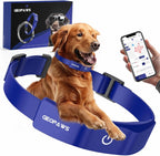 GeoPaws GPS electric dog fence blue wireless training collar front view.