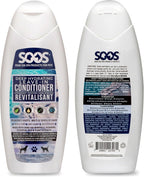Soos pet conditioner bottle showing dog and cat graphics