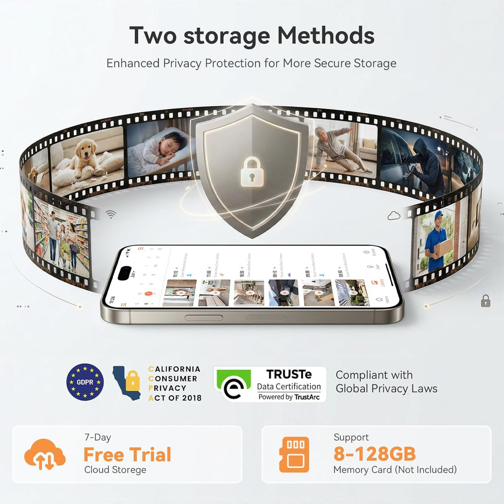 Dzees 2K security device retail box package containing both black indoor cameras and accessories.