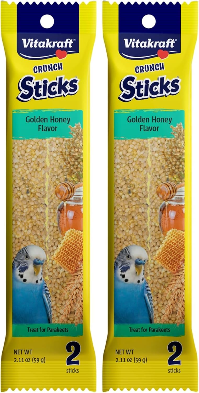 Vitakraft Crunch Sticks Parakeet Treat - Triple-Baked Millet Parakeet Treats with Natural Wood Center - Crunchy & Nutritious Bird Treat Sticks for Small Animals (12 Count, Honey, Egg, and Apple) - Image 14