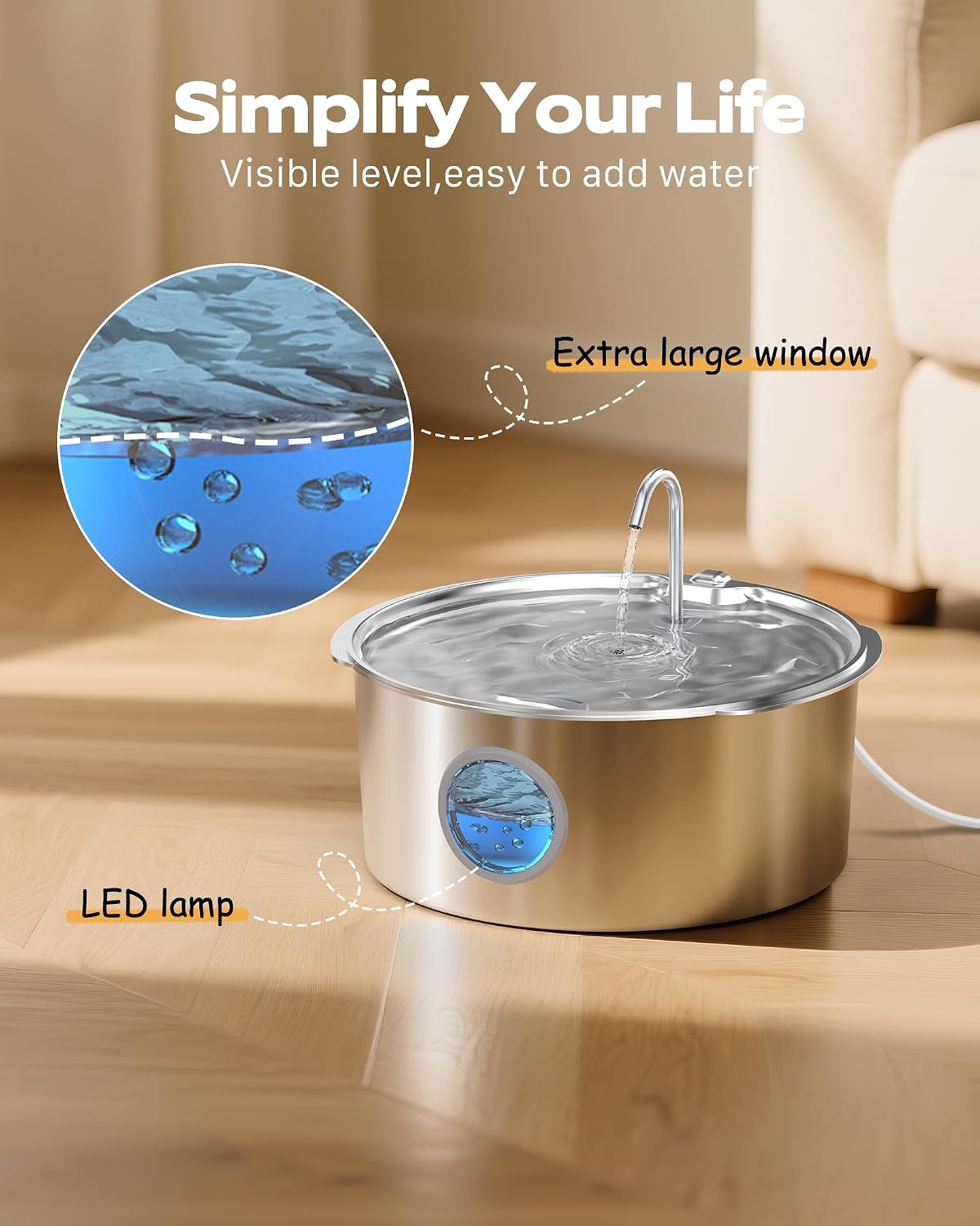 Grookpet dog water fountain in a modern home setting