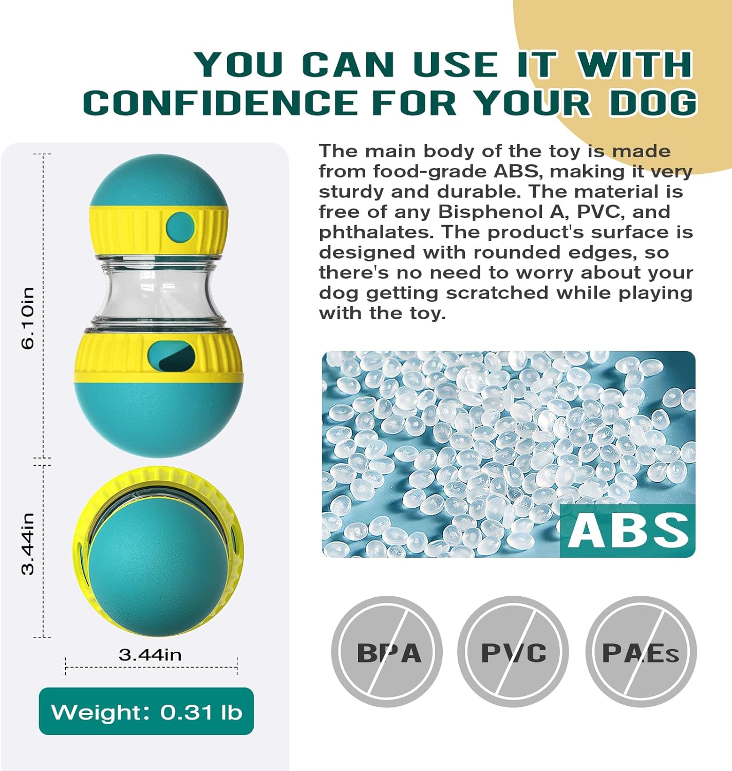 Close up of adjustable switch on Bsisuerm treat dispensing ball