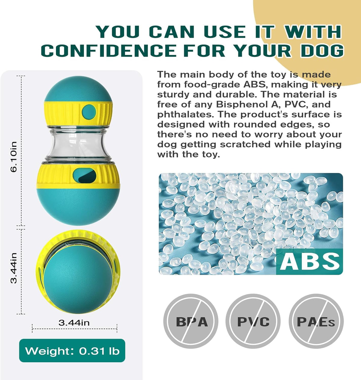 Close up of adjustable switch on Bsisuerm treat dispensing ball