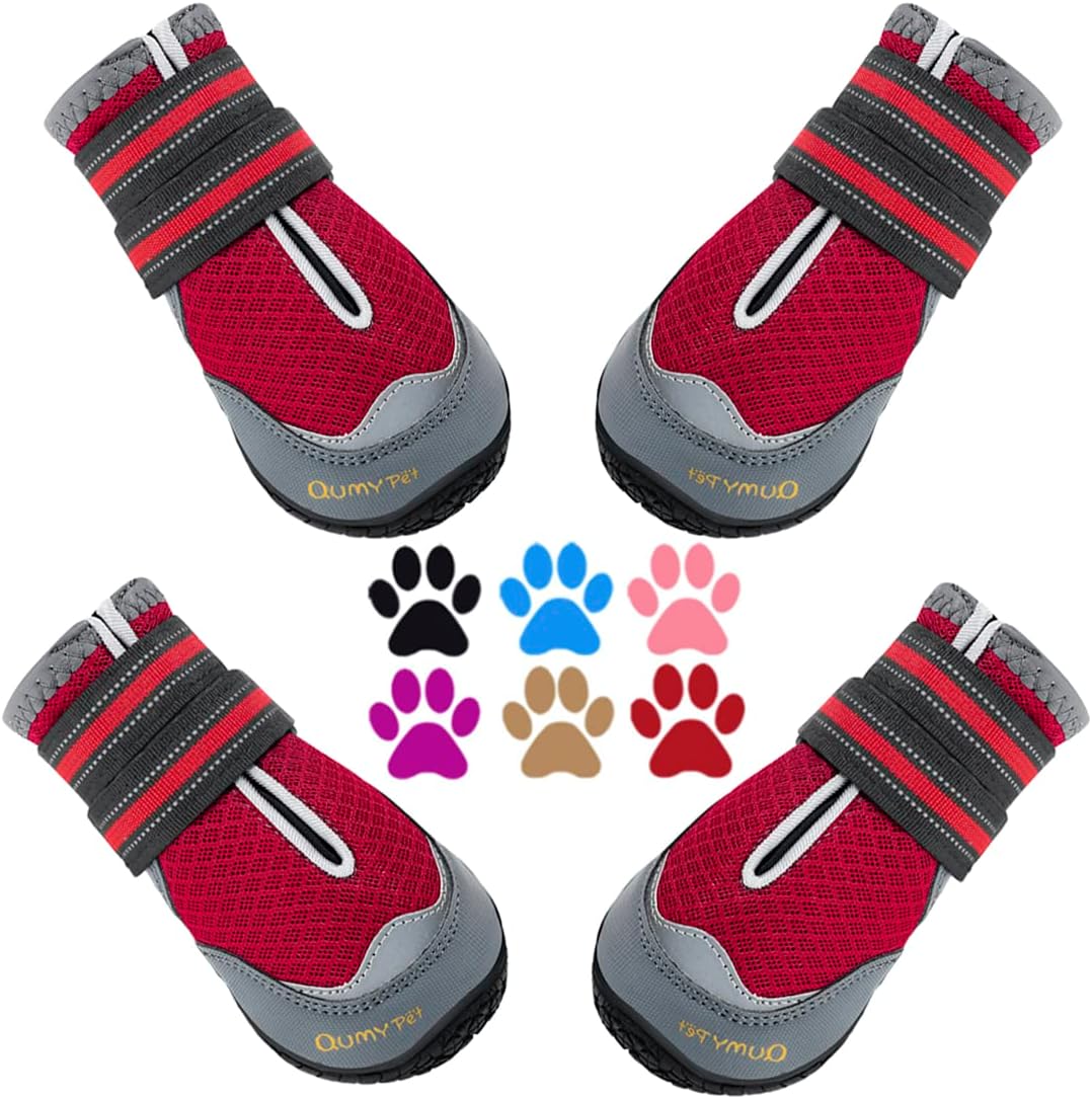 QUMY 4PCS Dog Boots for Large Dogs, Medium Dog Shoes & Paw Protectors for Hot Pavement, Summer Heat Protection, Mesh Breathable Nonslip Dog Booties for Hardfloors, Walking Running Hiking Black Size 6 - Image 11