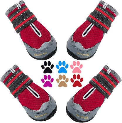 QUMY 4PCS Dog Boots for Large Dogs, Medium Dog Shoes & Paw Protectors for Hot Pavement, Summer Heat Protection, Mesh Breathable Nonslip Dog Booties for Hardfloors, Walking Running Hiking Black Size 6 - Image 11