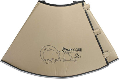 Foam padded cat and dog Elizabethan collar folded back for eating