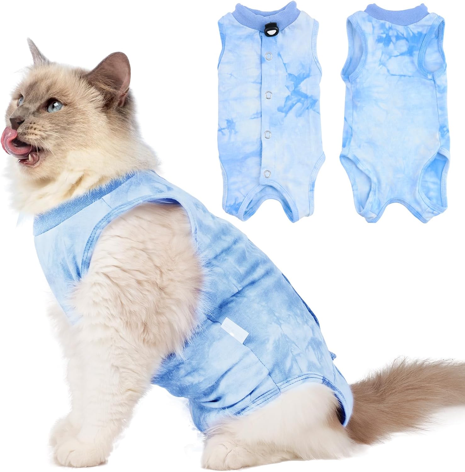 Aiieim cat surgery recovery suit medium size side profile on a kitten