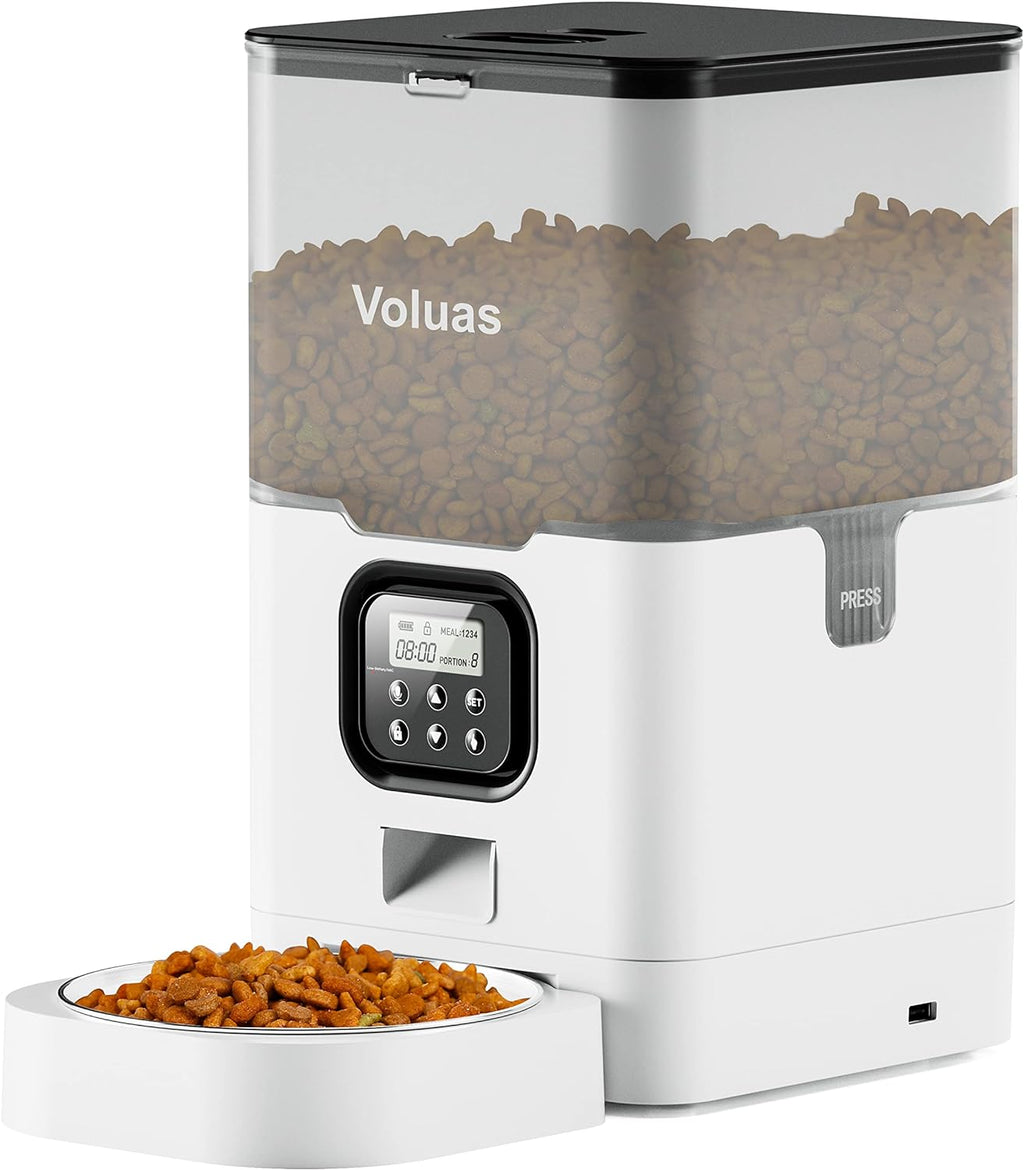 VOLUAS Automatic Cat Feeders - Timed Pet Feeder for Cats and Dogs with Dry Food Dispenser, Desiccant Bag, Programmable Portion Control, 4 Daily Meals, 10s Voice Recorder - Image 11