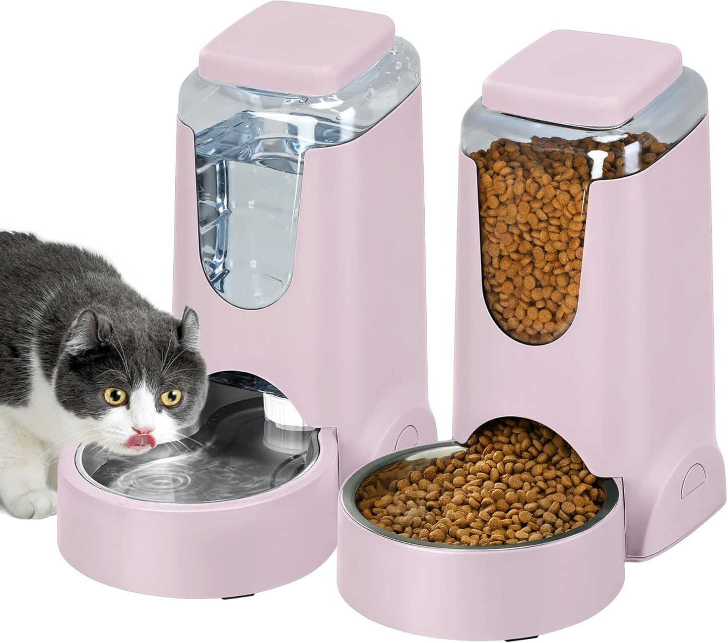 2 Pack Automatic Cat Feeder and Gravity Stainless Steel Water Dispenser, Dog Food Feeder and Waterer Set for Small Medium Puppy Kitten Pets (1 Gallon x 2, Gray) - Image 11