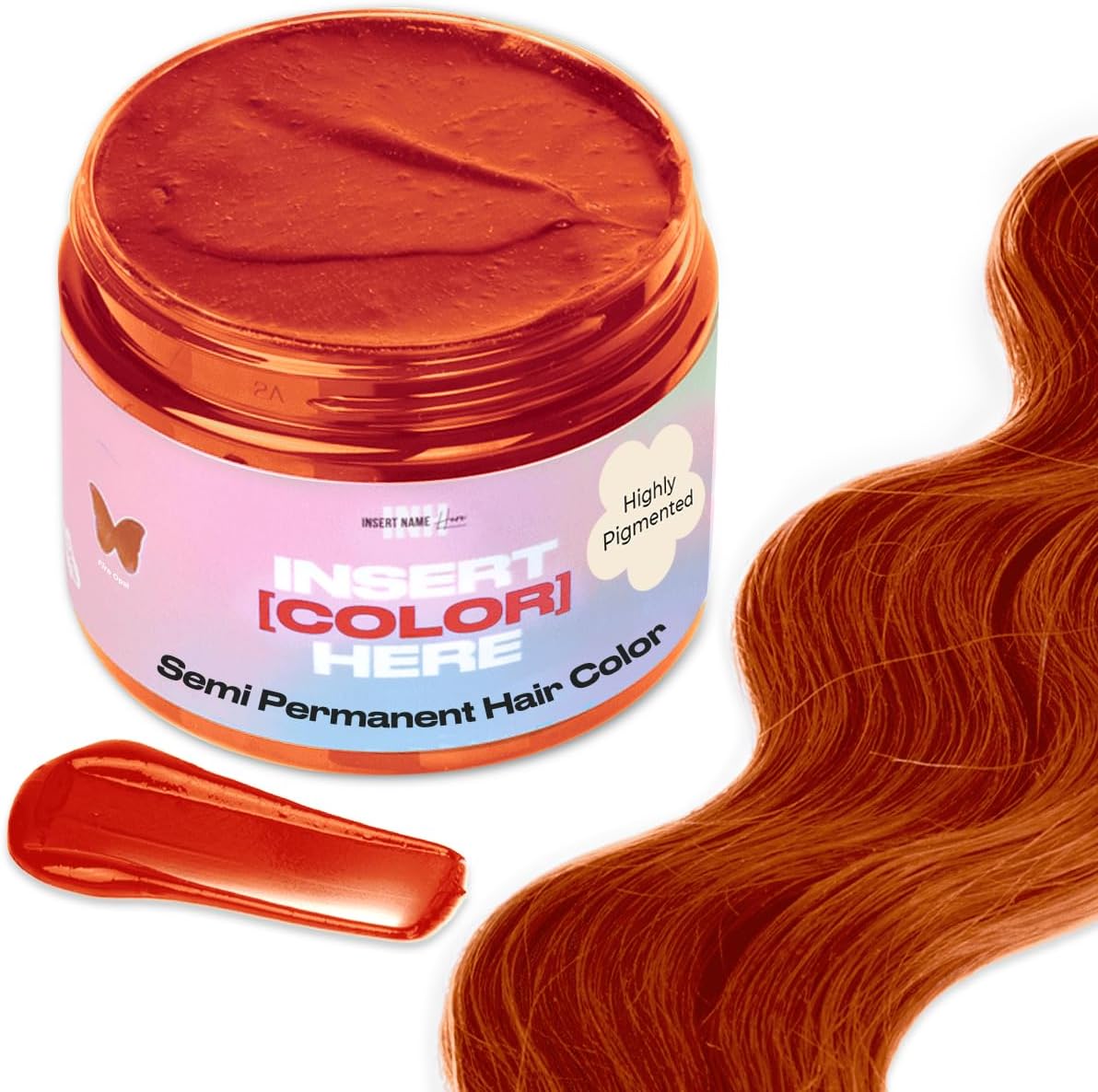 INH Semi Permanent Hair Color front view jar of Fire Opal orange hair dye