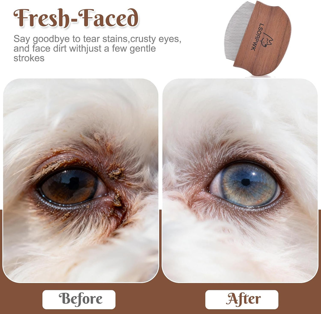 Using LSORPWK comb for tear stain removal on dog