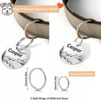 GISUERY small medium and large stainless steel custom pet tags side by side demonstrating sizing options for cats and dogs