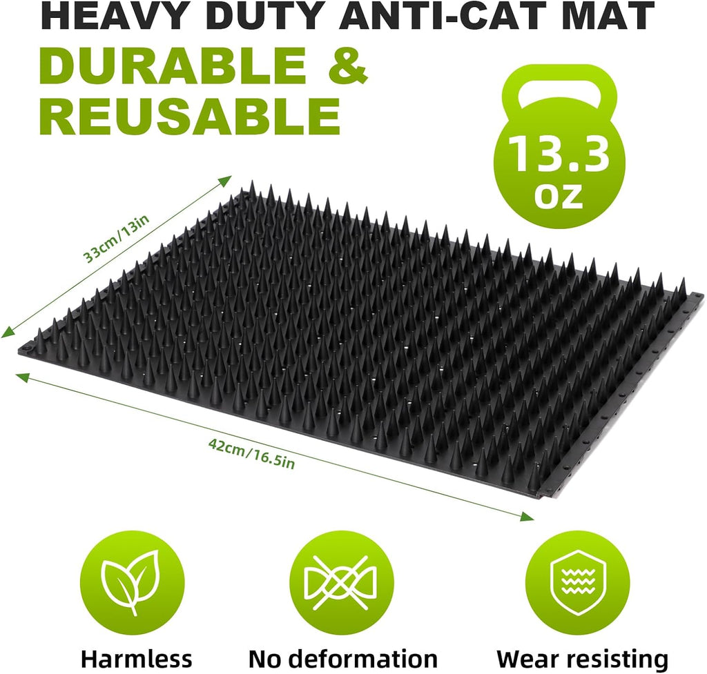 Close up of blunt plastic spikes on cat training mat