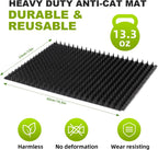 Close up of blunt plastic spikes on cat training mat