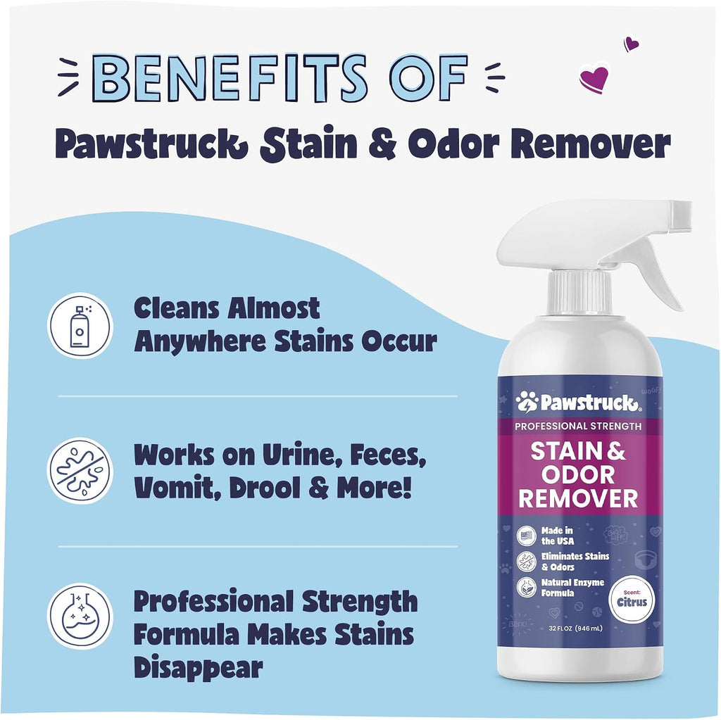 Pawstruck enzyme cleaner spray bottle back label details
