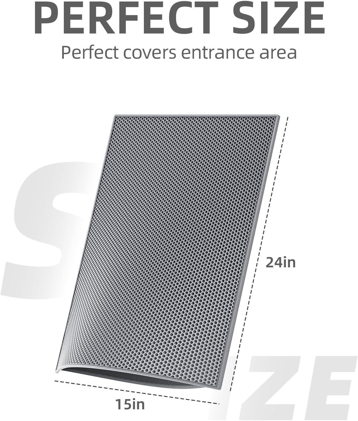 ESTHELLO double layer litter mat being folded to pour trapped particles back into a box.