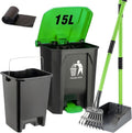MXF Pooper Scooper Set front view displaying the green outdoor trash can with a step pedal