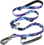 Hotsky Tactical Dog Leash Purple Camo front view showing heavy duty nylon webbing