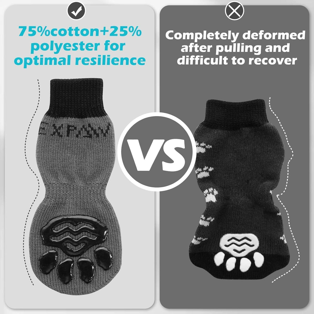 Dog paw protected from hot pavement using Expawlorer socks