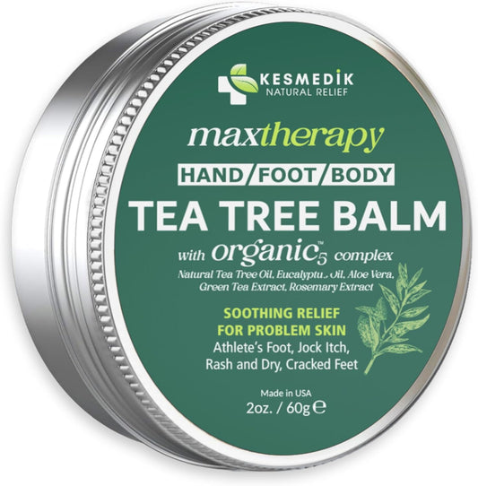 KESMEDIK MaxTherapy Tea Tree Oil Balm front view for skin rash relief