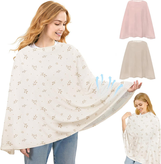 Toyvian Basumee nursing cover front view with beige floral print