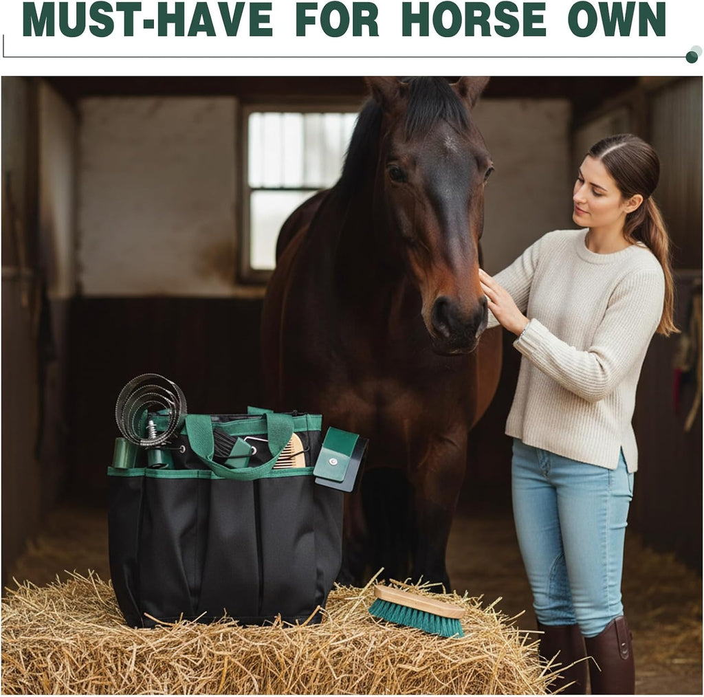 Abbylike grooming kit showcasing the mane comb, tail comb, and elastic hair bands for show day horse braiding.