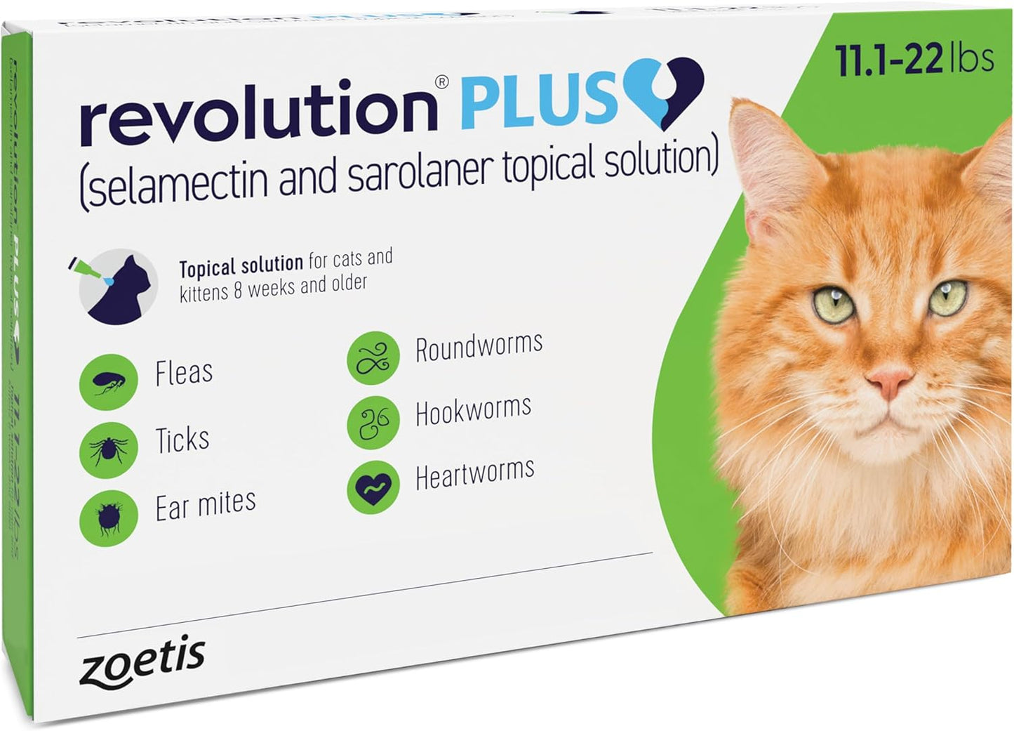 Revolution Plus (selamectin and sarolaner Topical Solution) for Cats, 5.6-11 lbs (Orange), 1 Tube - Image 14