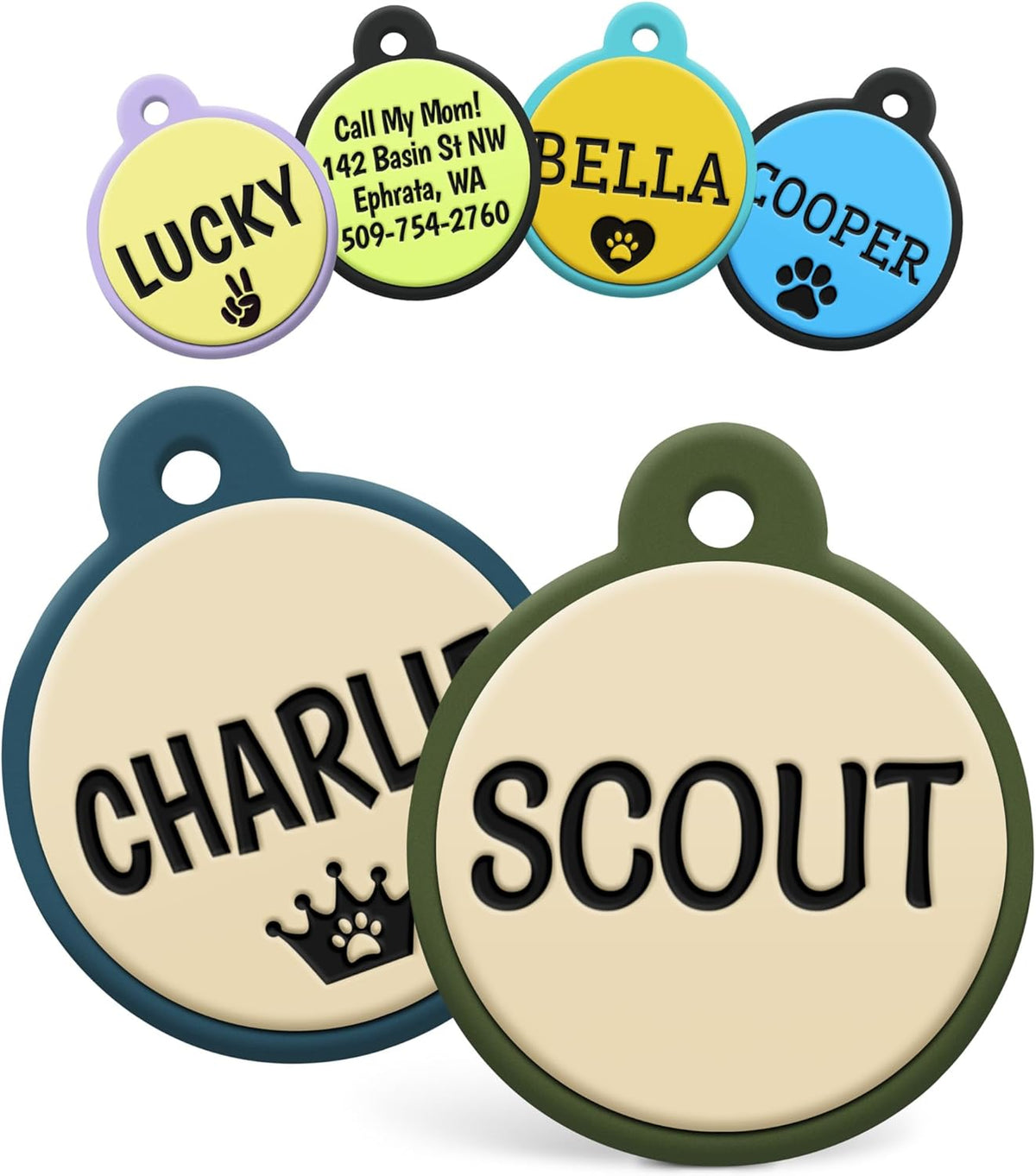 GoTags Silicone Dog Tags, Soundless Pet Tag, Personalized Silent Tag Engraved for Pets with Cute Custom Designs, for Dogs and Cats, (Bone, Pink) - Image 13