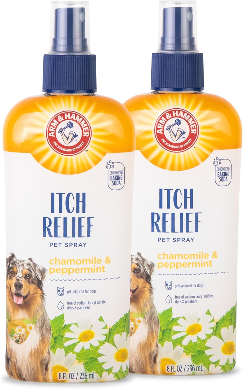 Authentic imported pet itch relief spray eight fluid ounce bottle.