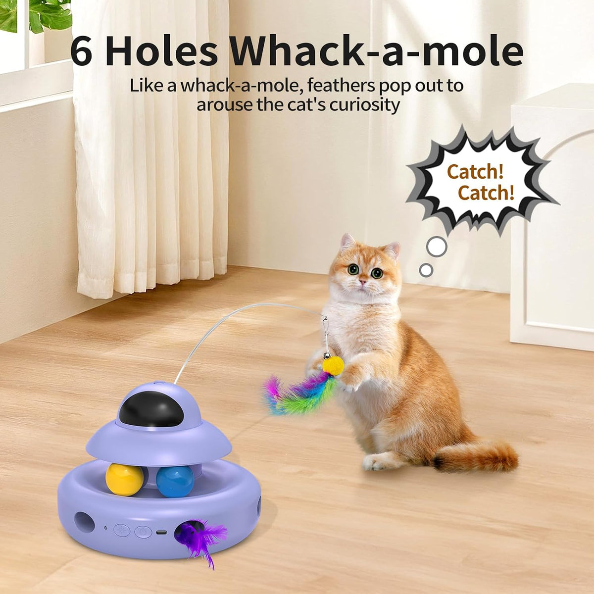 MOHAYA interactive kitten toy top view showing the rolling track balls