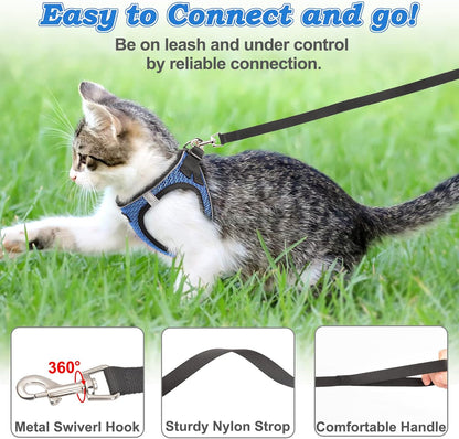 Breathable soft mesh cat walking vest in extra small size