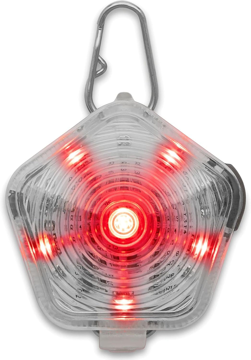 Ruffwear Beacon Safety Light for Dogs front view of clear translucent LED device
