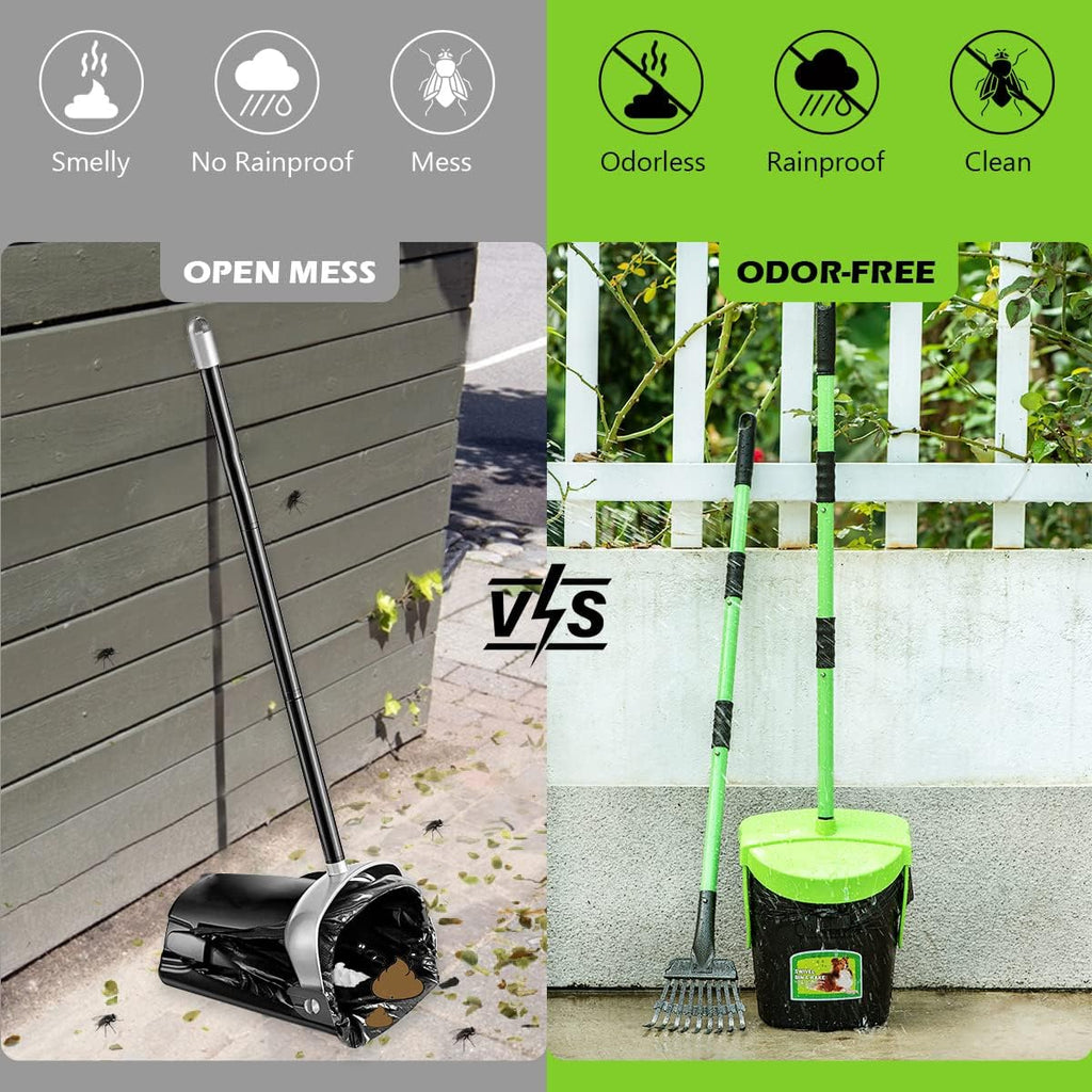 MXF green rotating swivel bin with integrated odor blocking lid and bag attachment system.