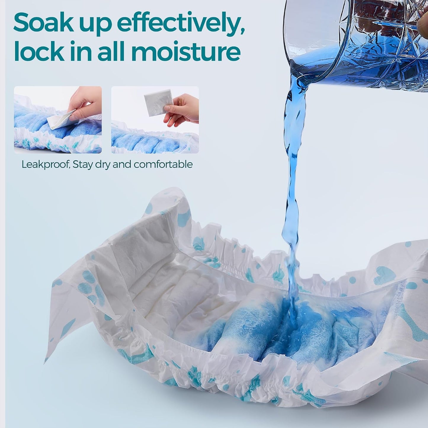 Side view of Bestle disposable wrap highlighting the external wetness indicator pattern before liquid exposure.