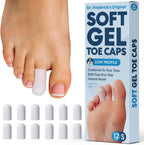 Dr. Frederick's Original Soft Gel Toe Caps 12 count pack front view for foot pain relief.