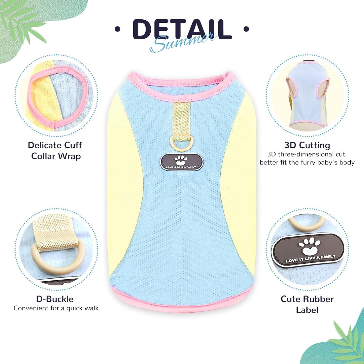 Dog wearing Axiijgl cooling vest attached to leash via D-ring