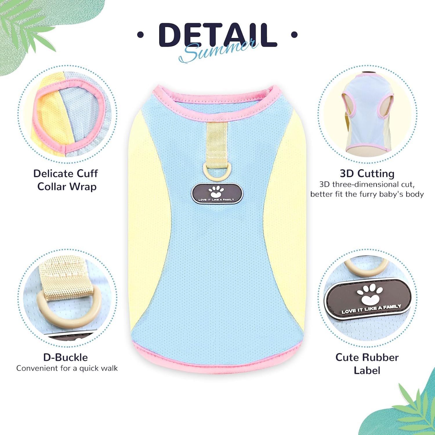 Dog wearing Axiijgl cooling vest attached to leash via D-ring