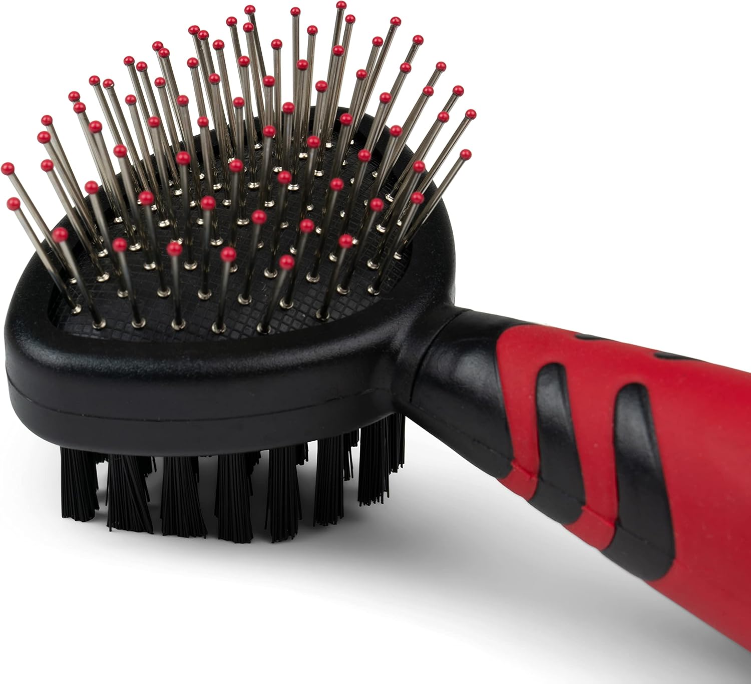 Ergonomic rubber handles on the CHI small breed dog slicker and pin brushes
