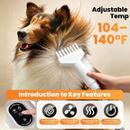DR.BUNORDLE pet hair dryer and vacuum machine shown with the 4.9 feet flexible hose attached.