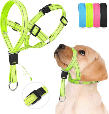 Weesiber Soft Dog Head Collar - Adjustable Dog Head Harness, Padded No Pull Head Halter Collar with Reflective Safety Strip for Training and Walking(Green,M) - Image 13