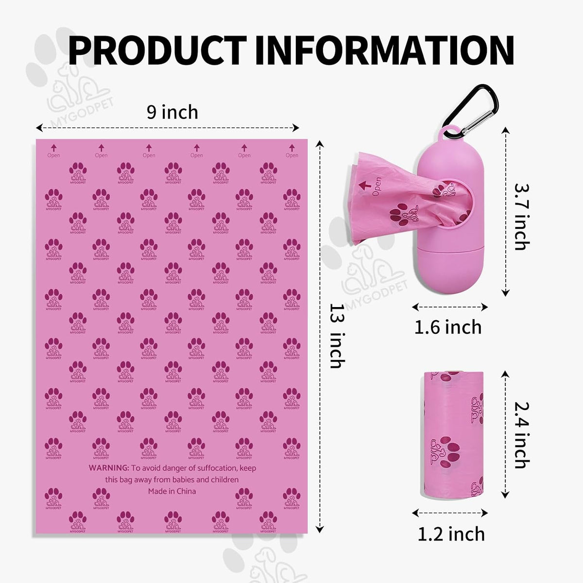 Lavender scented pet waste bags rolls with clip on leash holder for dogs and cats.