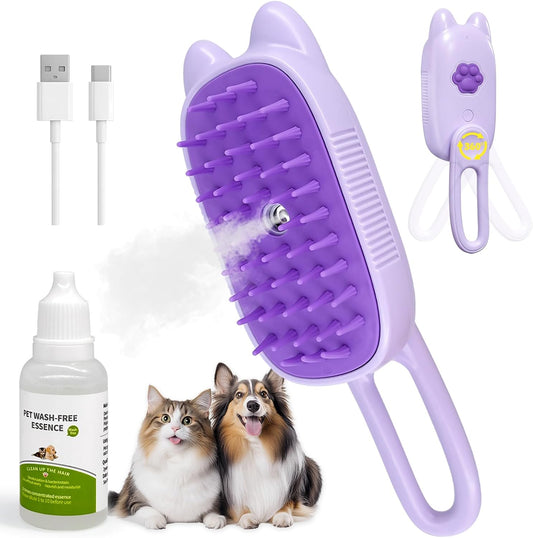 Cintoko Pet Steam Brush front view in purple