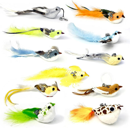 Full packaging assortment of the Zaylumo eleven piece premium feather cat toy replacement set.