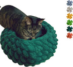 Cat Nest Bed - Premium Self Warming Handwoven Washable Extra Soft Round Cave House for Indoor Kitten & Kitty, Small & Large (Grayish Blue,Large) - Image 9