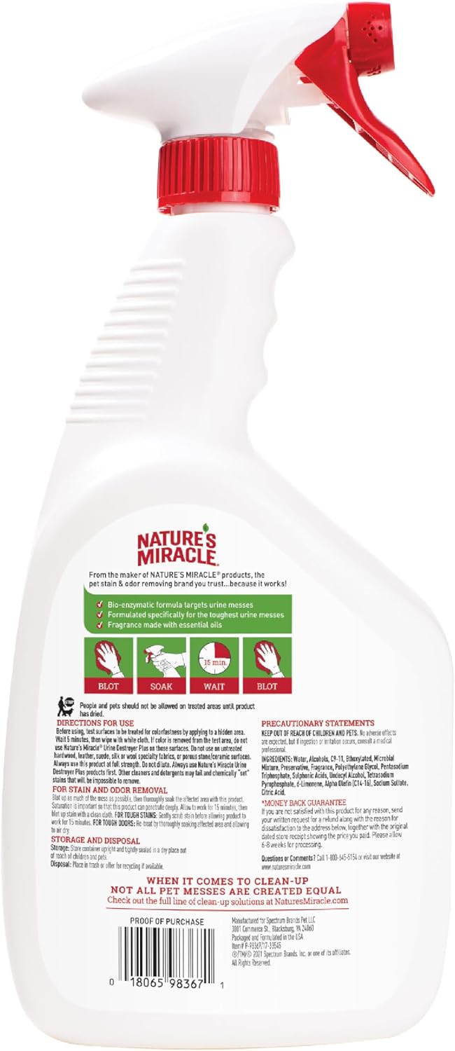 Nature's Miracle Urine Destroyer Plus for Cats, Enzymatic Formula, Ready-to-Use, 32 oz - Image 9