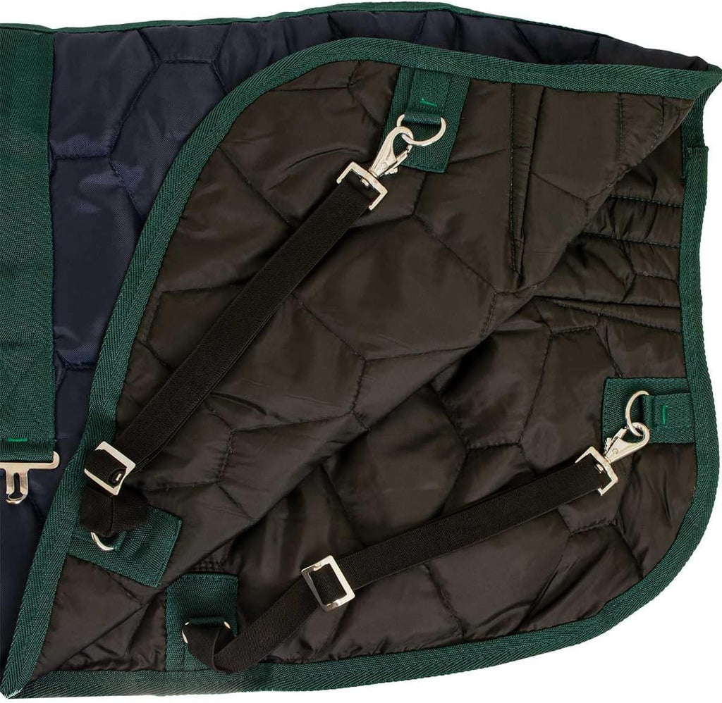 Close-up of the 300g poly-fill insulation and contoured hip darts on Country Pride stable sheet