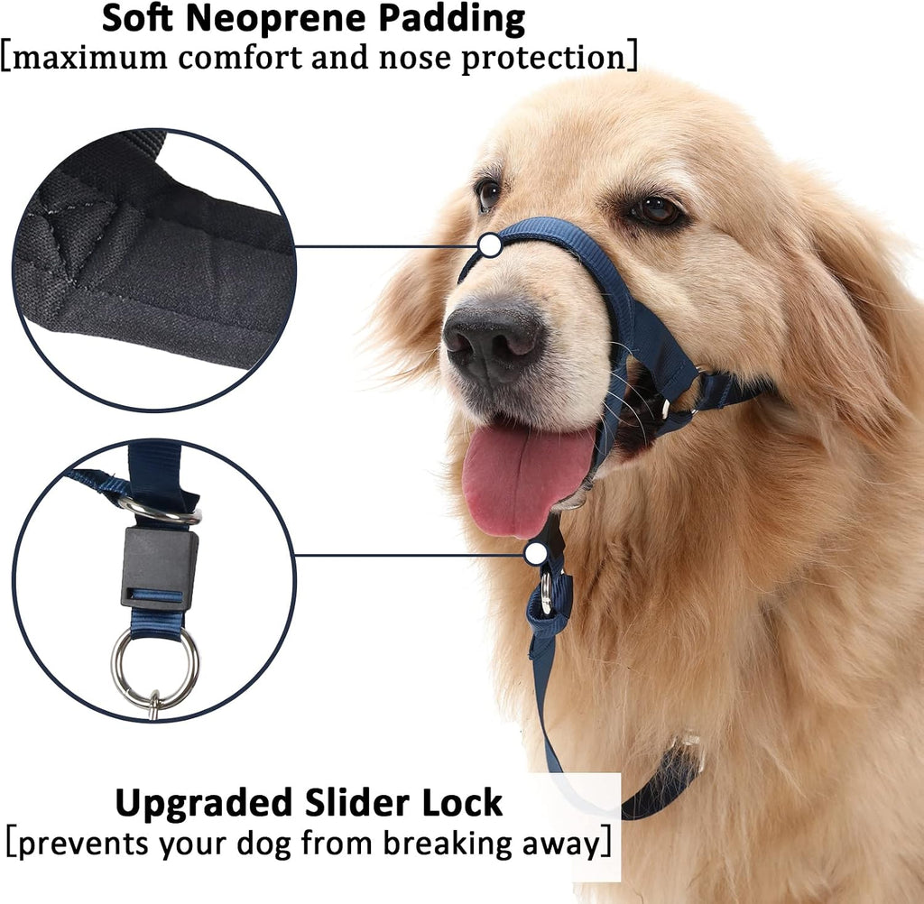 Barkless dog head halter training tool side profile